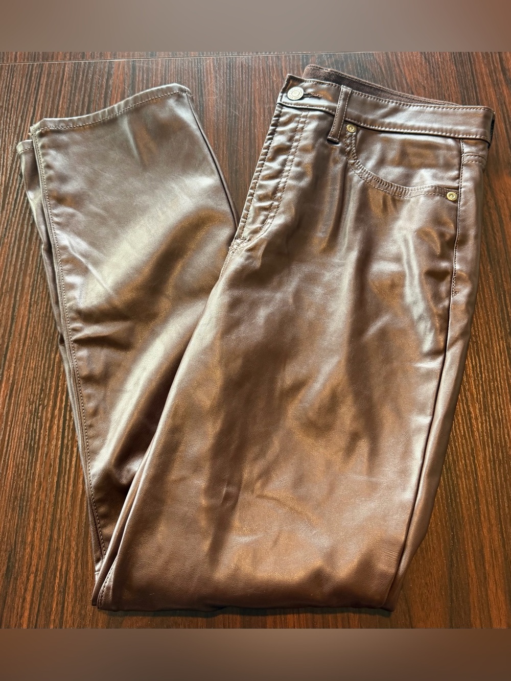 GAP Women’s Faux Leather Vintage Slim High Rise Espresso Brown Pants Size 8/29